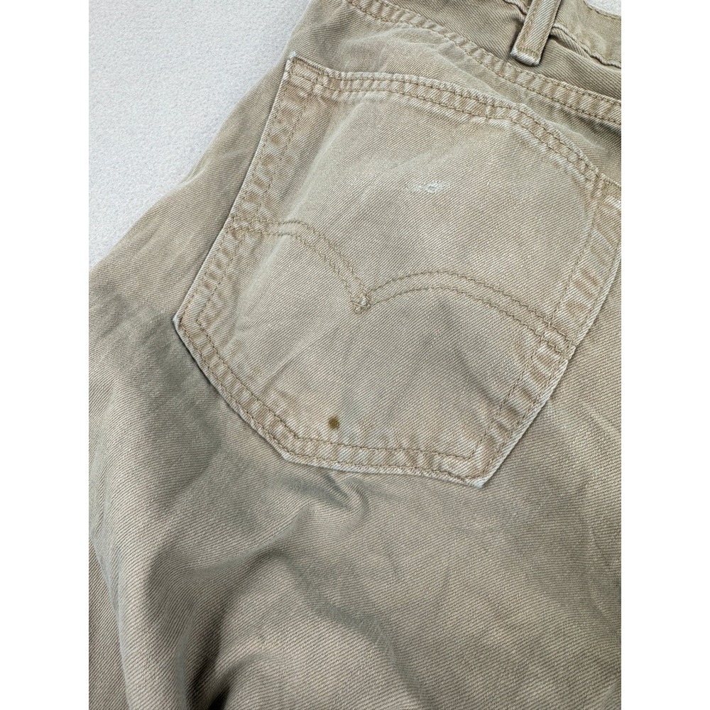 Distressed Levis 505 Regular Fit Khaki Tan Cotton Jeans Mens 38x34 (38x33) - Picture 10 of 13